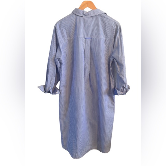 NWT Mersea Essential Shirt Dress Medium Blue and White Striped - Picture 4 of 9